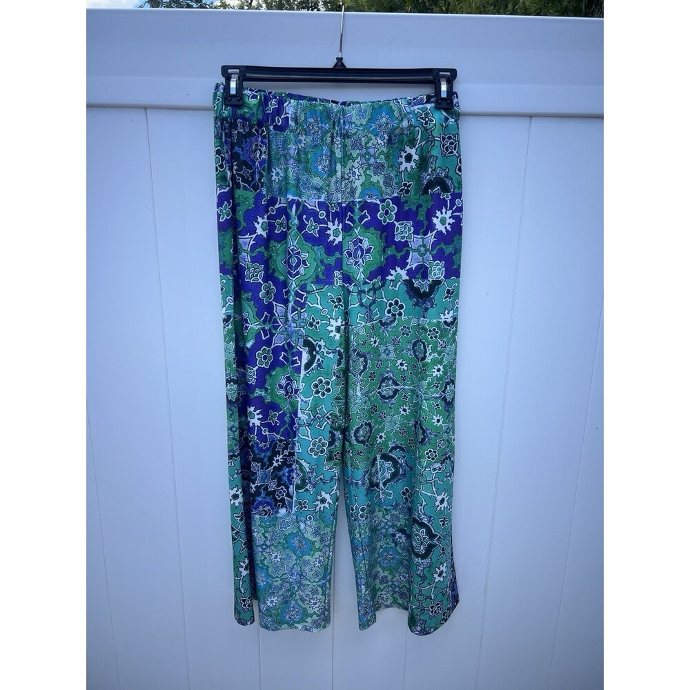 Lily by Firmiana Womens Floral Stretch Casual Pants Size Large Wide Leg